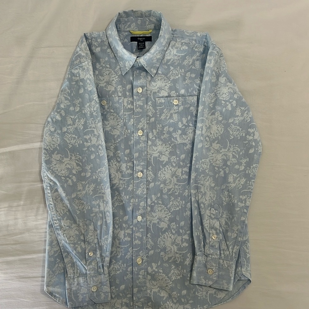 Boys size L 10/11 Gap Kids Floral Long Sleeve Dress Shirt